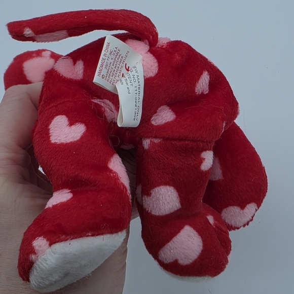 Ty Beanie Baby Bliss The Monkey Red w/ Pink Hearts Plush - Picture 6 of 7